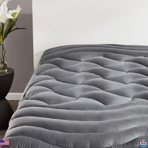 Cooling Queen Mattress Topper, Breathable Washable Pad, Deep Pocket 8-21" Grey